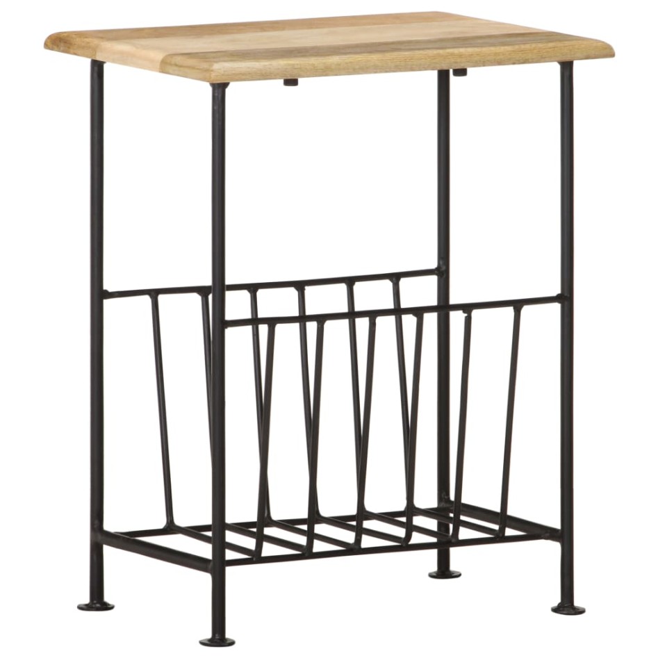 Revistero madera maciza de mango y acero 40x30x50