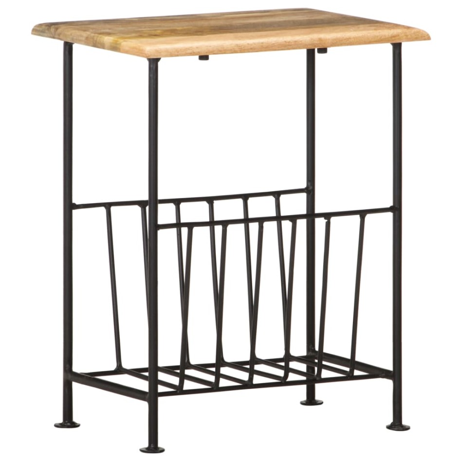 Revistero madera maciza de mango y acero 40x30x50