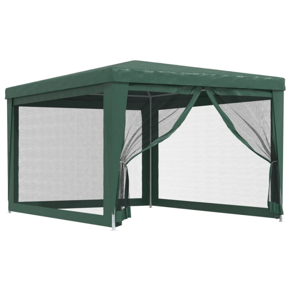 Carpa para fiestas con 4 paredes de malla HDPE verde 3x4