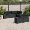 Set de comedor de jardín 7 pzas y cojines ratán sintético negro
