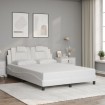 Estructura de cama sin colchón cuero sintético blanco 140x190cm