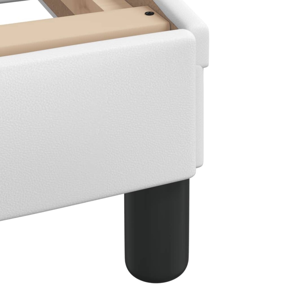Estructura de cama sin colchón cuero sintético blanco