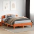 Cama sin colchón madera maciza de pino marrón cera 140x200