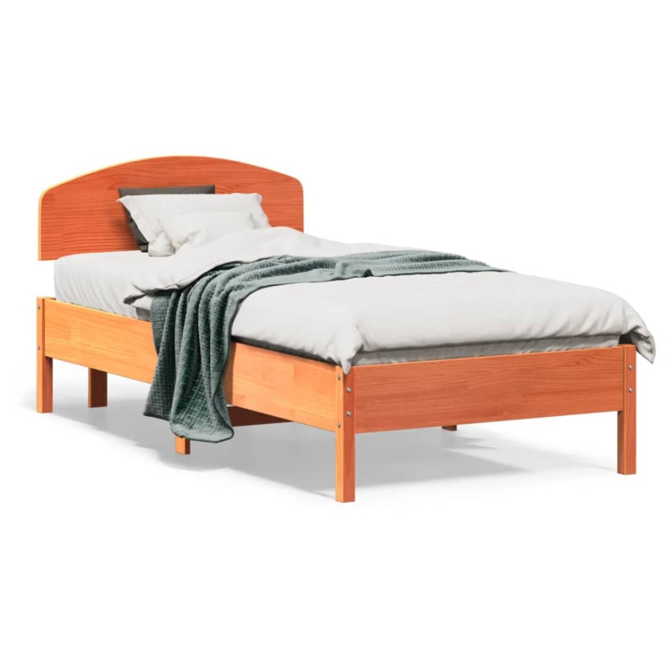 Estructura de cama sin colchón madera maciza marrón 75x190