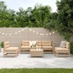 Juego de muebles de jardín 6 pzas y cojines madera maciza pino