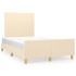 Estructura de cama sin colchón tela crema 120x190