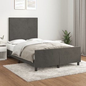 Estructura de cama sin colchón terciopelo gris oscuro