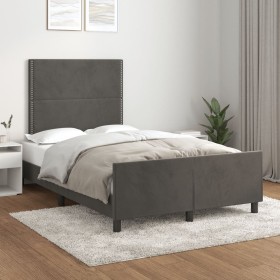 Estructura de cama sin colchón terciopelo gris oscuro