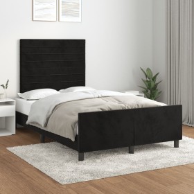 Estructura de cama sin colchón terciopelo negro 120x190