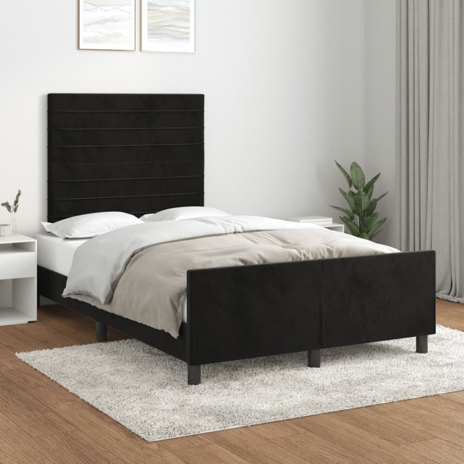 Estructura de cama sin colchón terciopelo negro 120x190