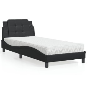 Cama con colchón cuero sintético negro 90x190