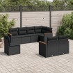 Set de sofás de jardín 8 piezas y cojines ratán sintético negro