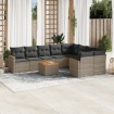 Set de sofás de jardín 10 pzas con cojines ratán sintético gris