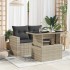 Mesa jardín superficie vidrio ratán PE gris claro 100x55x73