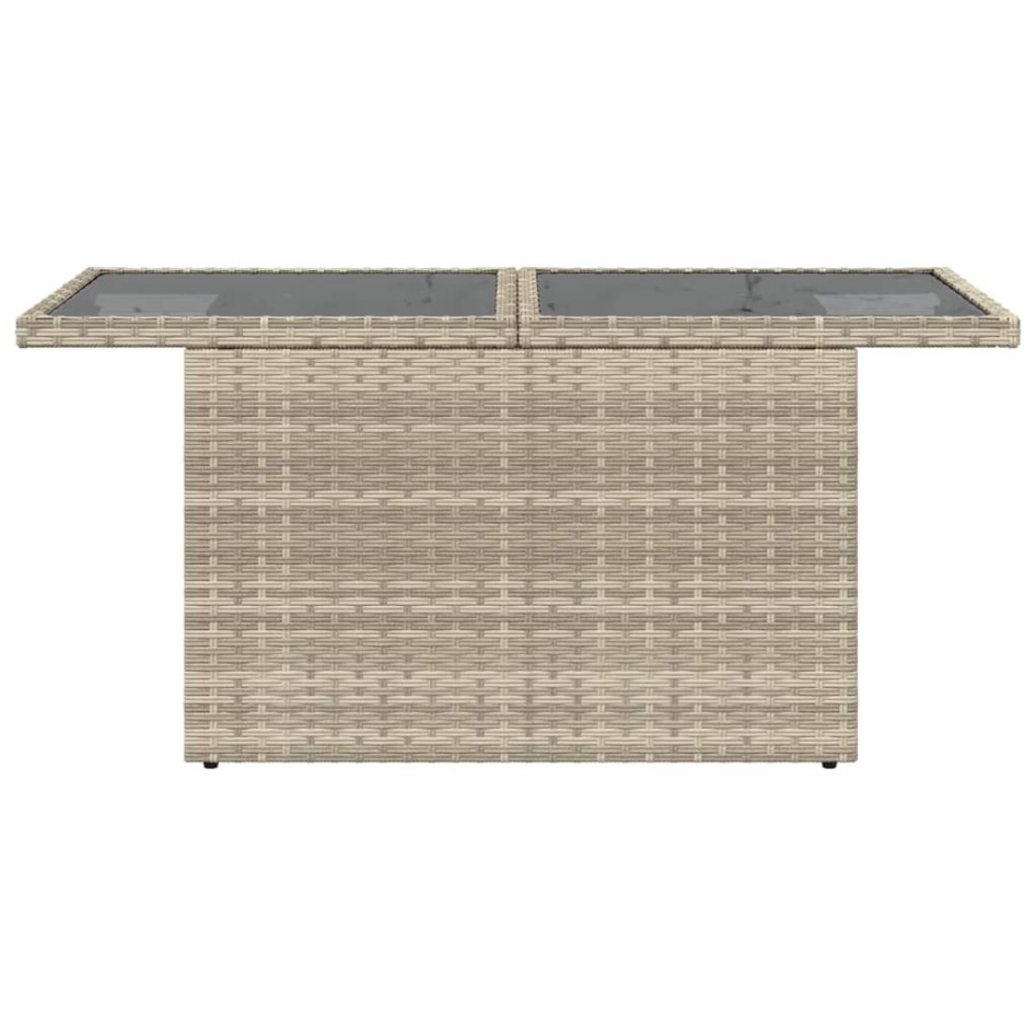 Mesa jardín superficie vidrio ratán PE gris claro 100x55x73