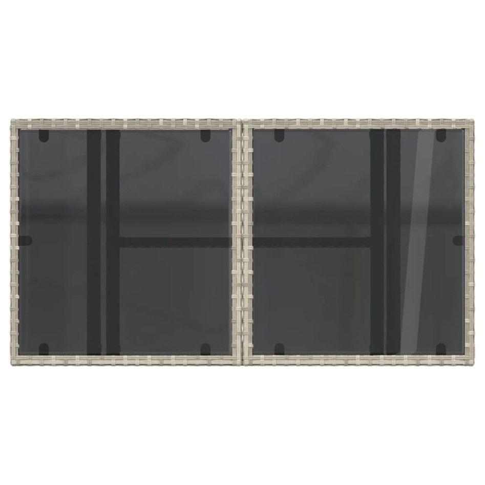 Mesa jardín superficie vidrio ratán PE gris claro 100x55x73