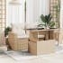 Mesa de jardín superficie de vidrio ratán PE beige 100x55x73