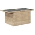 Mesa de jardín superficie de vidrio ratán PE beige 100x55x73