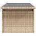 Mesa de jardín superficie de vidrio ratán PE beige 100x55x73