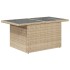 Mesa de jardín superficie de vidrio ratán PE beige 100x55x73