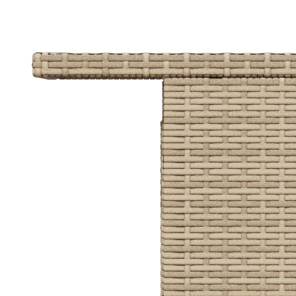 Mesa de jardín superficie de vidrio ratán PE beige 100x55x73