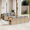 Juego de sofás de jardín con cojines beige 8 pzas ratán PE