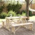 Juego de comedor de jardín 3 piezas madera maciza de
