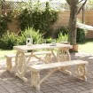 Juego de comedor de jardín 3 piezas madera maciza de abeto