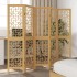 Biombo separador de 5 paneles madera maciza paulownia
