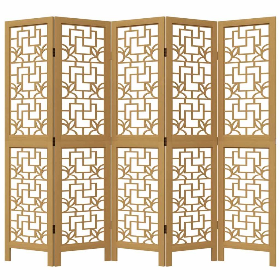 Biombo separador de 5 paneles madera maciza paulownia
