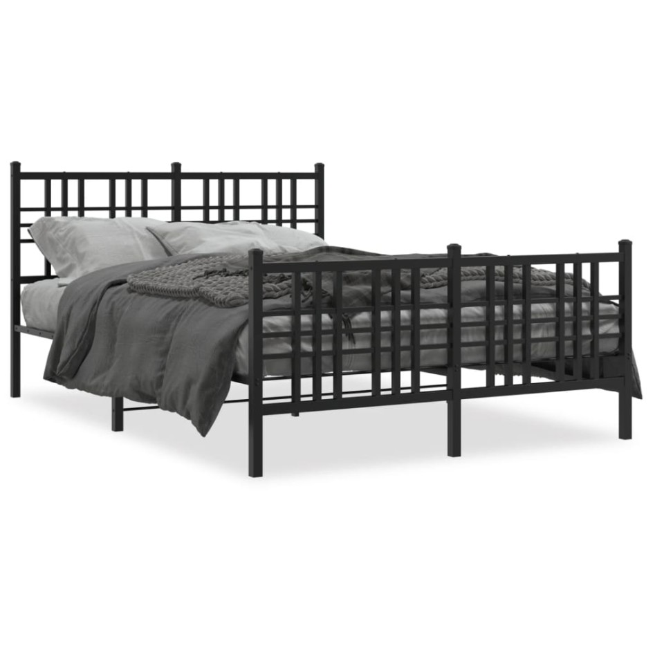 Estructura cama sin colchón con estribo metal negro 140x190