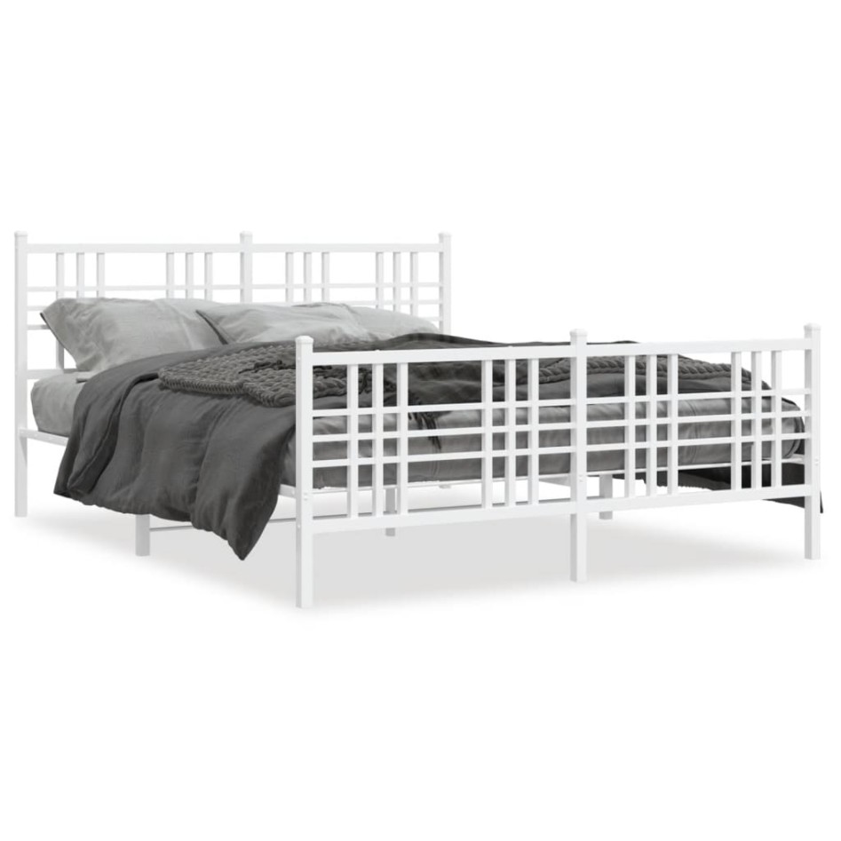 Estructura cama sin colchón con estribo metal blanco 160x200