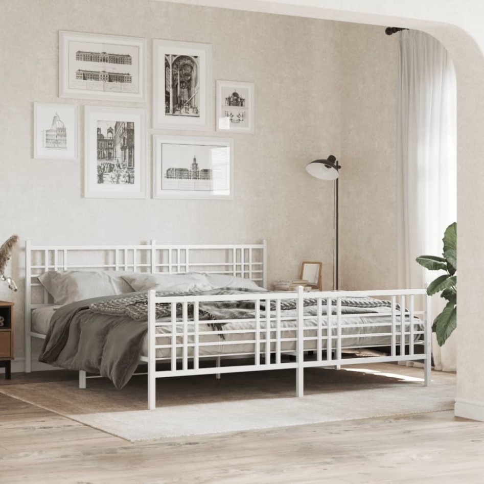 Estructura cama sin colchón con estribo metal blanco 183x213