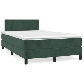 Cama box spring con colchón terciopelo verde oscuro 120x190