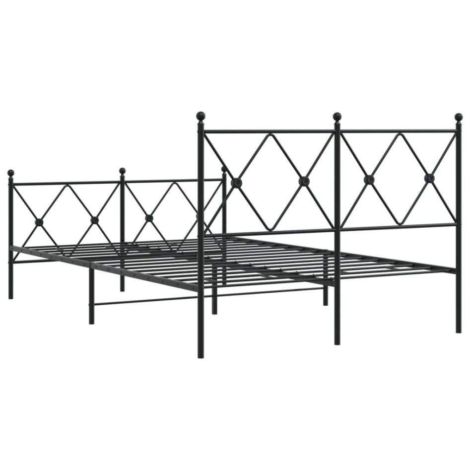 Estructura cama sin colchón con estribo metal negro 120x190