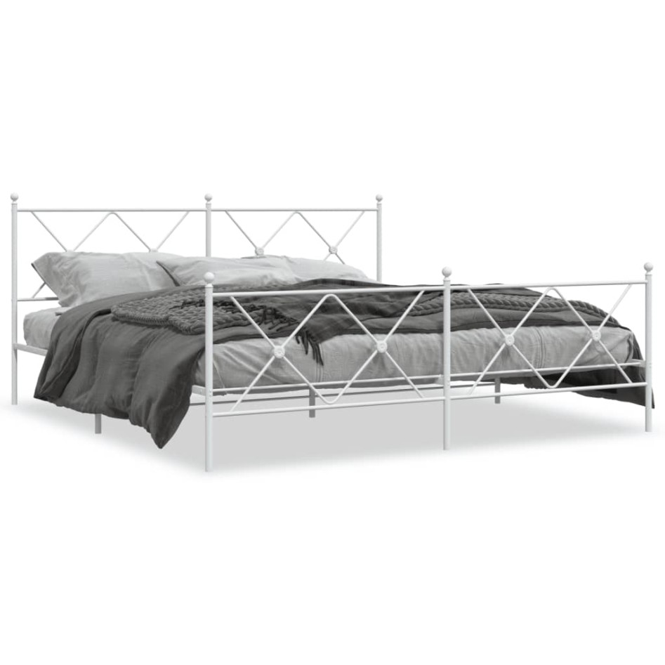 Estructura cama sin colchón con estribo metal blanco 183x213