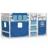 Cama alta para niños con cortinas madera pino azul 80x200