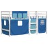 Cama alta para niños con cortinas madera pino azul 80x200