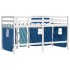 Cama alta para niños con cortinas madera pino azul 80x200