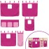 Cama alta para niños con cortinas madera pino rosa 90x200