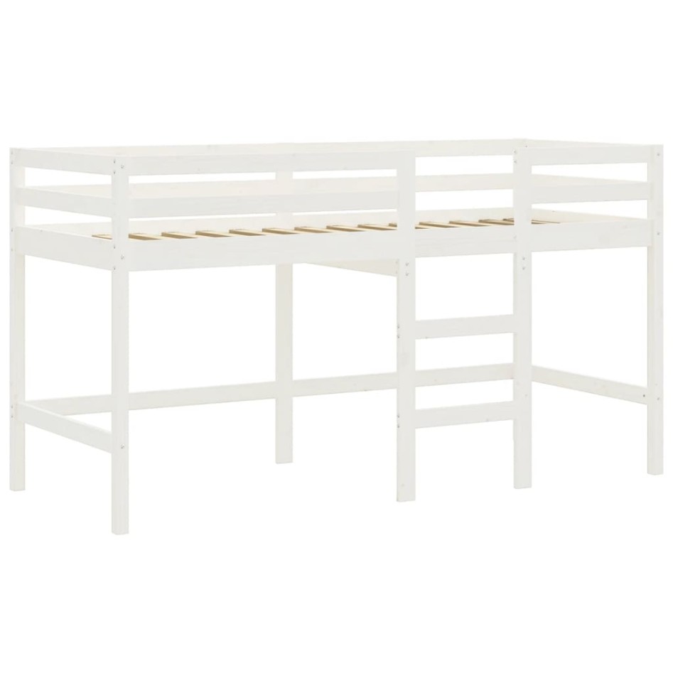Cama alta para niños con cortinas madera pino rosa 90x190