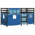 Cama alta para niños con cortinas madera pino azul 90x190