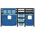Cama alta para niños con cortinas madera pino azul 90x190