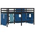 Cama alta para niños con cortinas madera pino azul 90x190