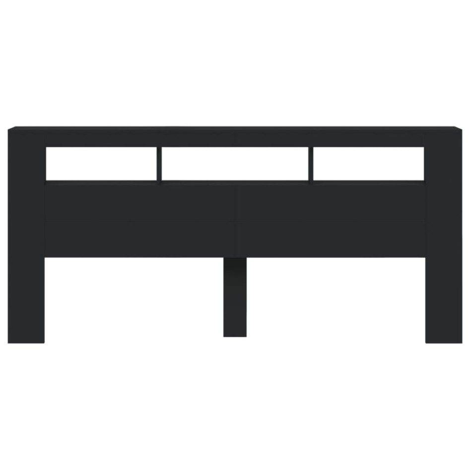 Cabecero con LED madera de ingeniería negro 220x18,5x103,5