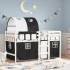 Cama alta niños con túnel madera pino blanco negro 80x200