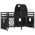 Cama alta niños con túnel madera pino blanco negro 90x190