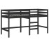 Cama alta niños con túnel madera pino blanco negro 90x190