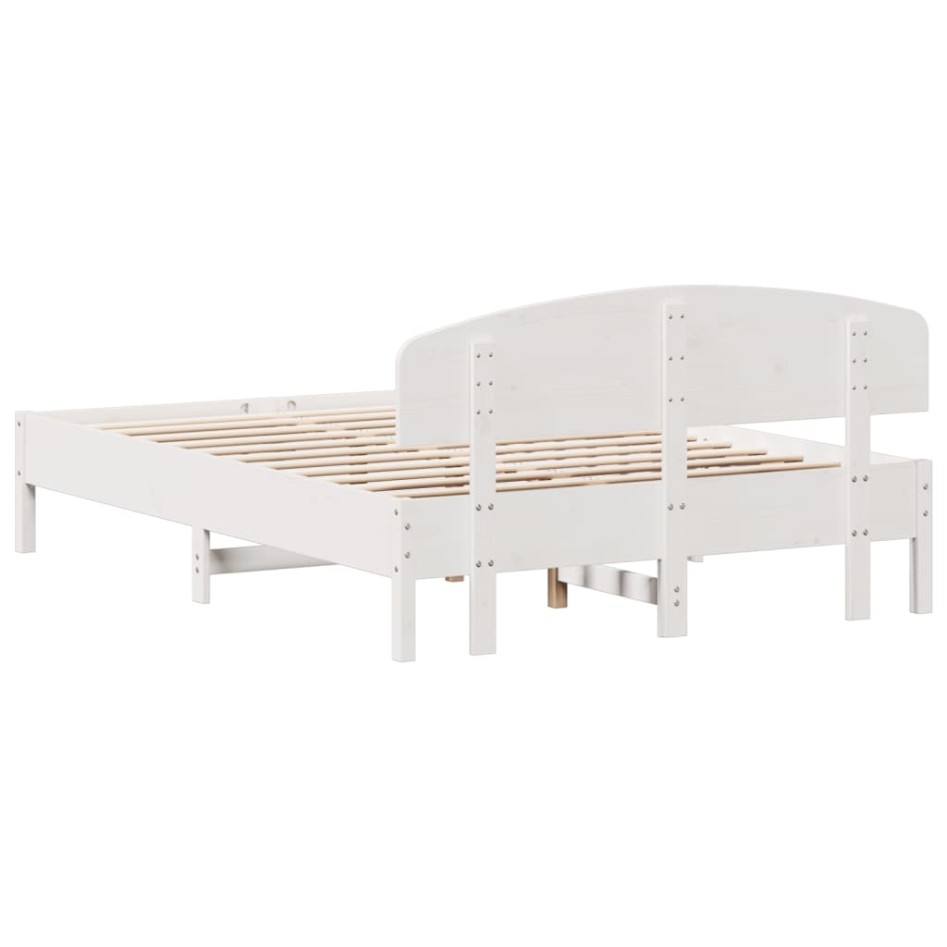 Estructura de cama sin colchón madera de pino blanca 150x200