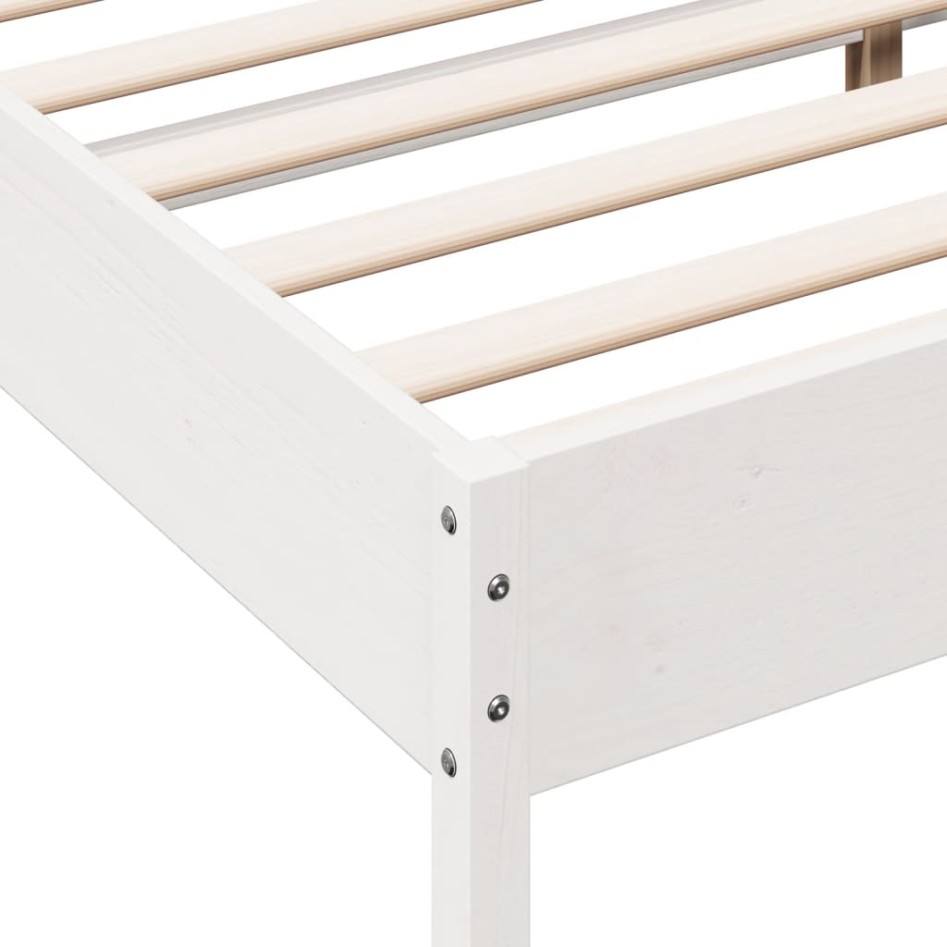 Estructura de cama sin colchón madera de pino blanca 150x200